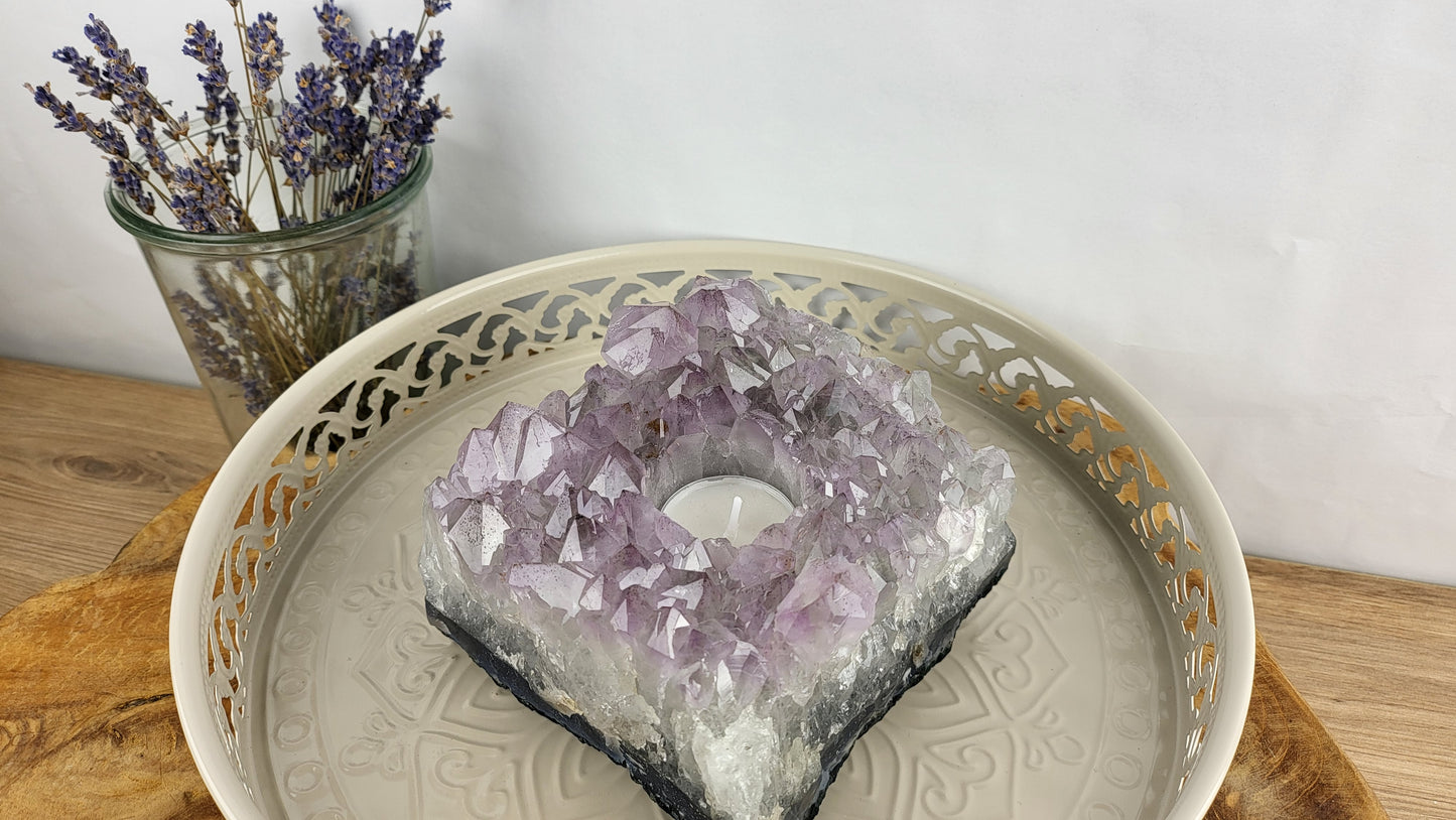 XXL Amethyst Teelichthalter