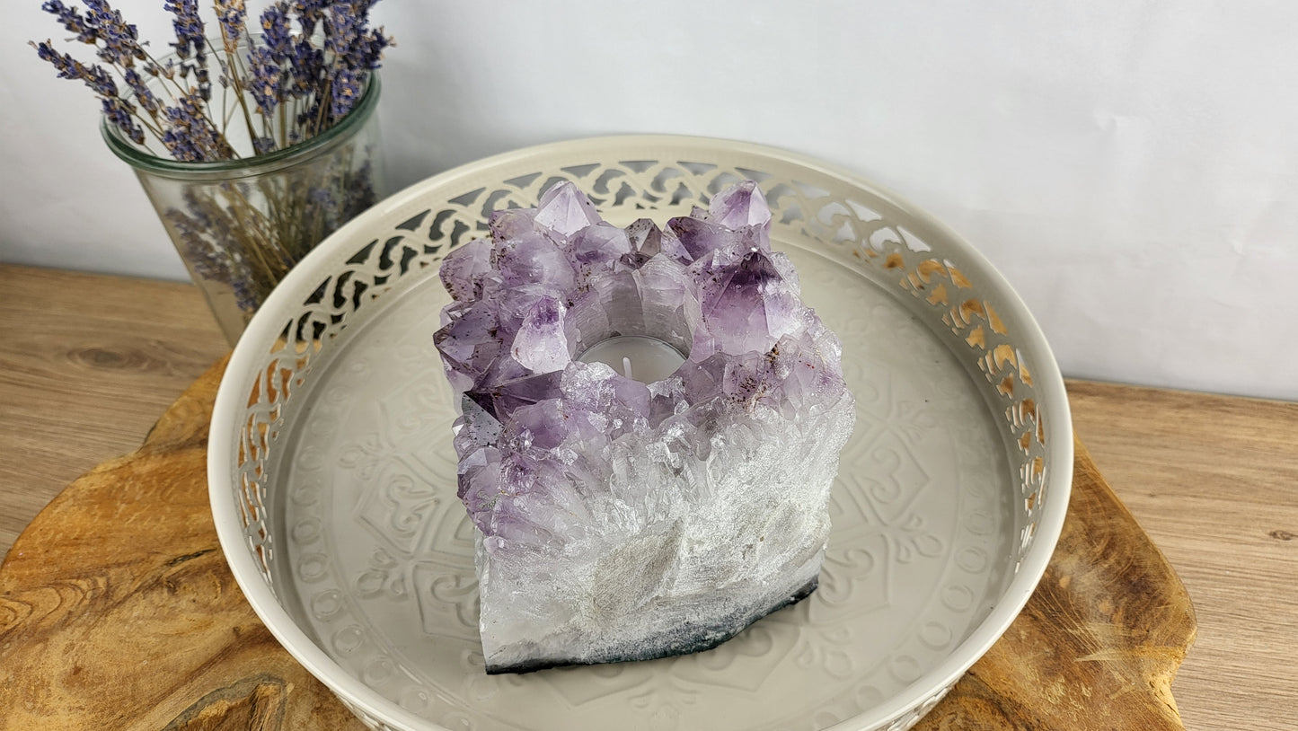 XXL Amethyst Teelichthalter