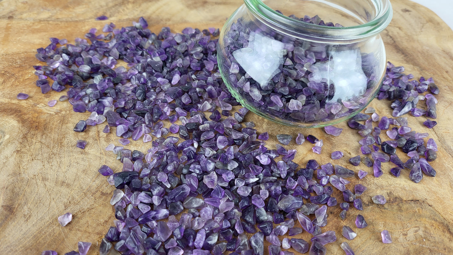 Trommelsteine Chips: 200g Amethyst Chips/ Mini Trommelsteine 5mm- 10mm