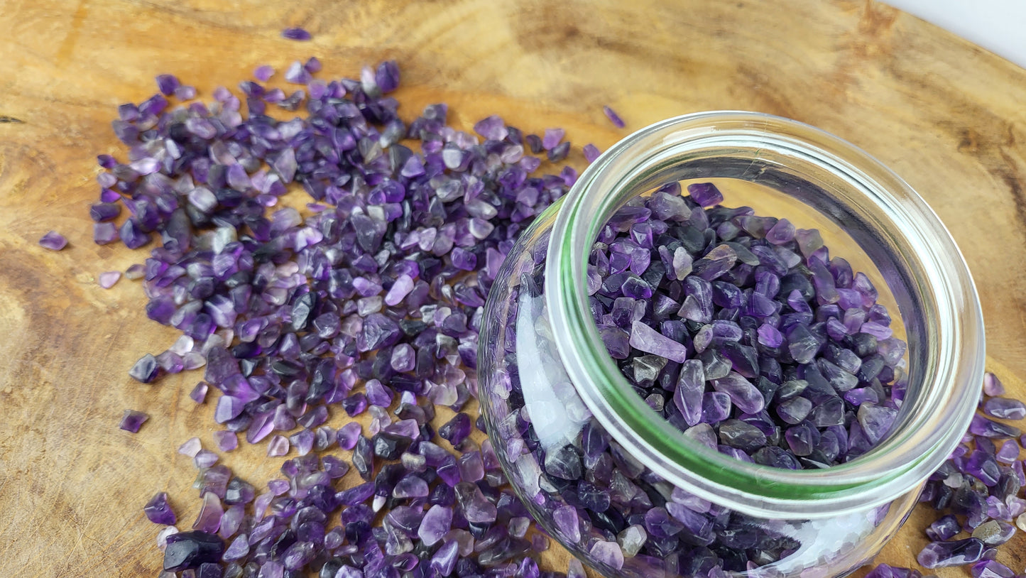 Trommelsteine Chips: 200g Amethyst Chips/ Mini Trommelsteine 5mm- 10mm