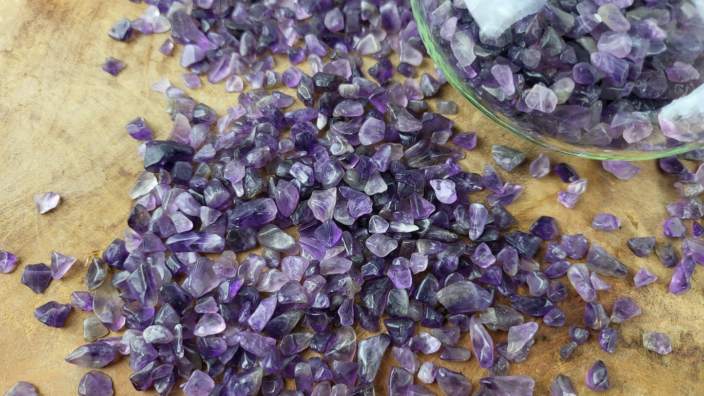 Trommelsteine Chips: 200g Amethyst Chips/ Mini Trommelsteine 5mm- 10mm