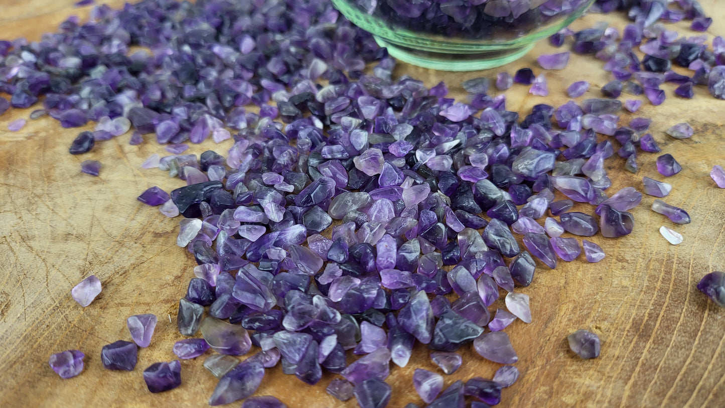 Trommelsteine Chips: 200g Amethyst Chips/ Mini Trommelsteine 5mm- 10mm