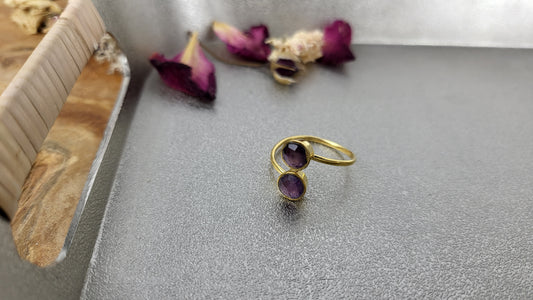 Amethyst Ring größenverstellbar facettiert 925 Silber (A12)