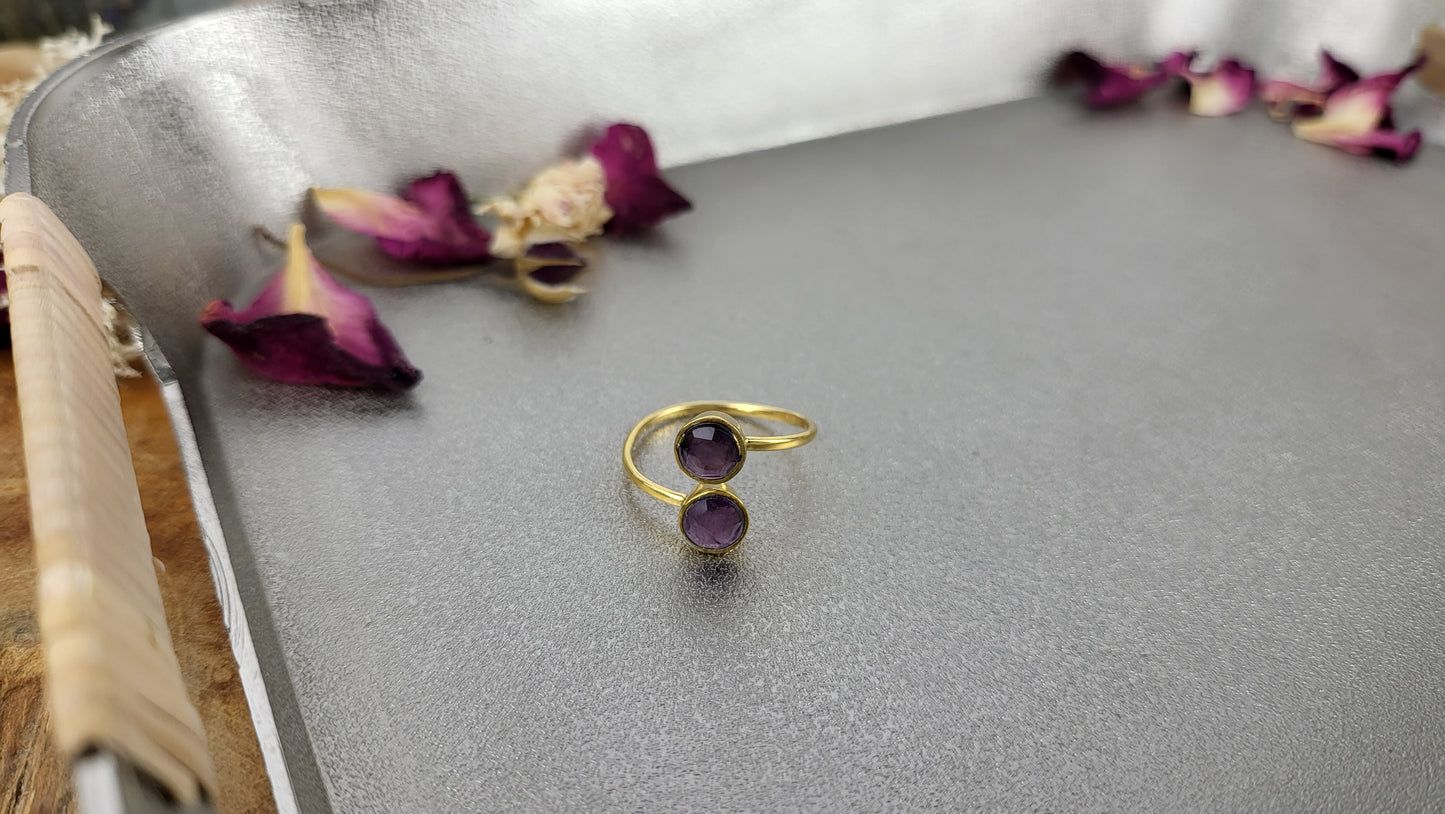 Amethyst Ring größenverstellbar facettiert 925 Silber (A12)