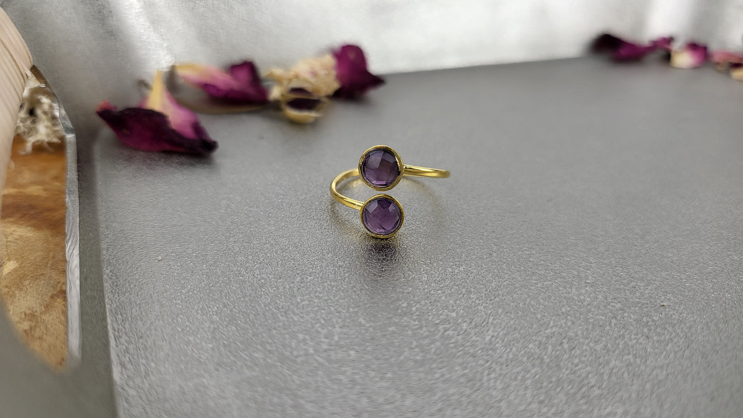 Amethyst Ring größenverstellbar facettiert 925 Silber (A12)