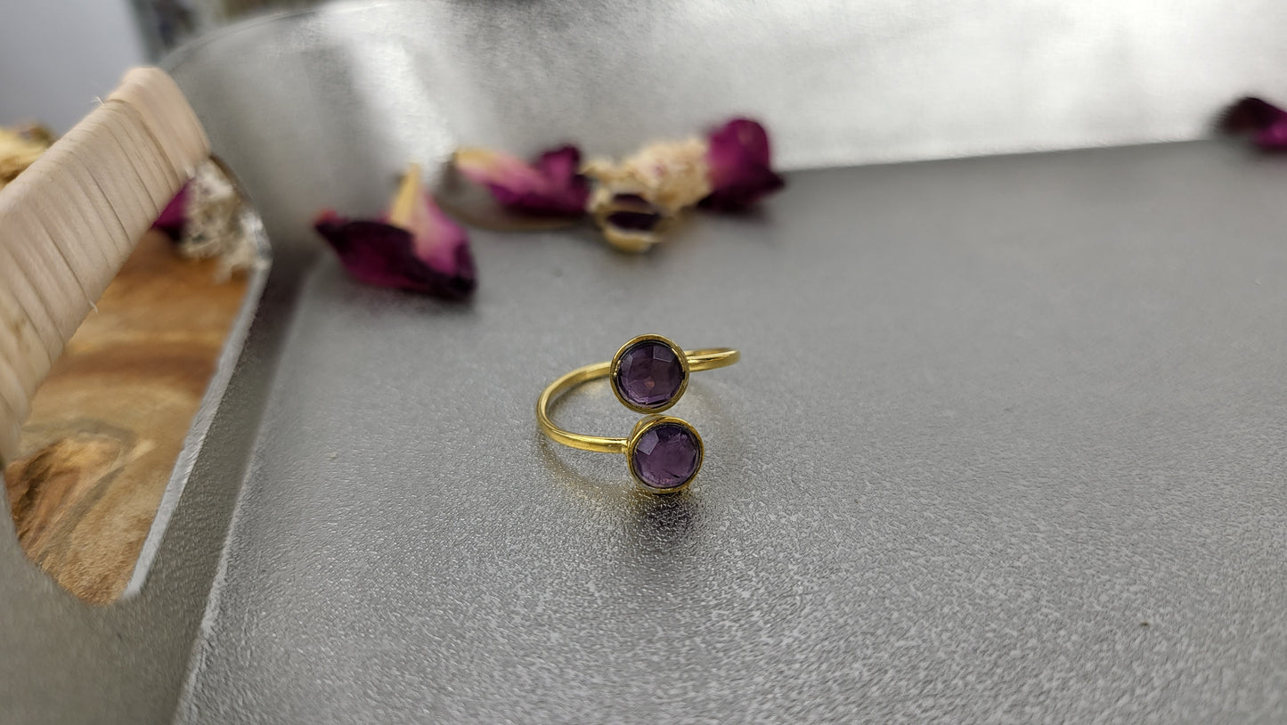 Amethyst Ring größenverstellbar facettiert 925 Silber (A12)