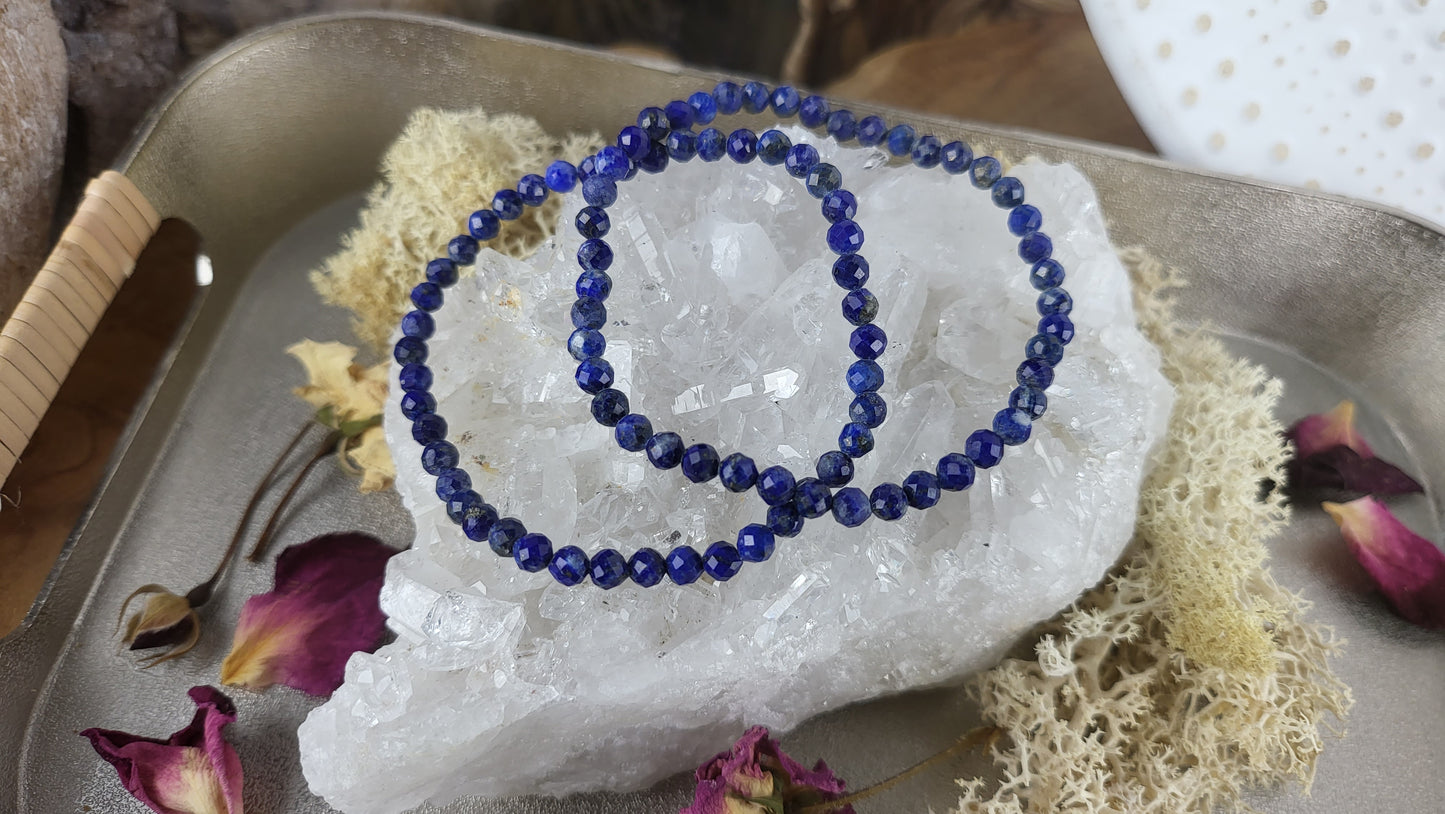 Lapislazuli Armband, facettiert mit 3-4mm Perlen