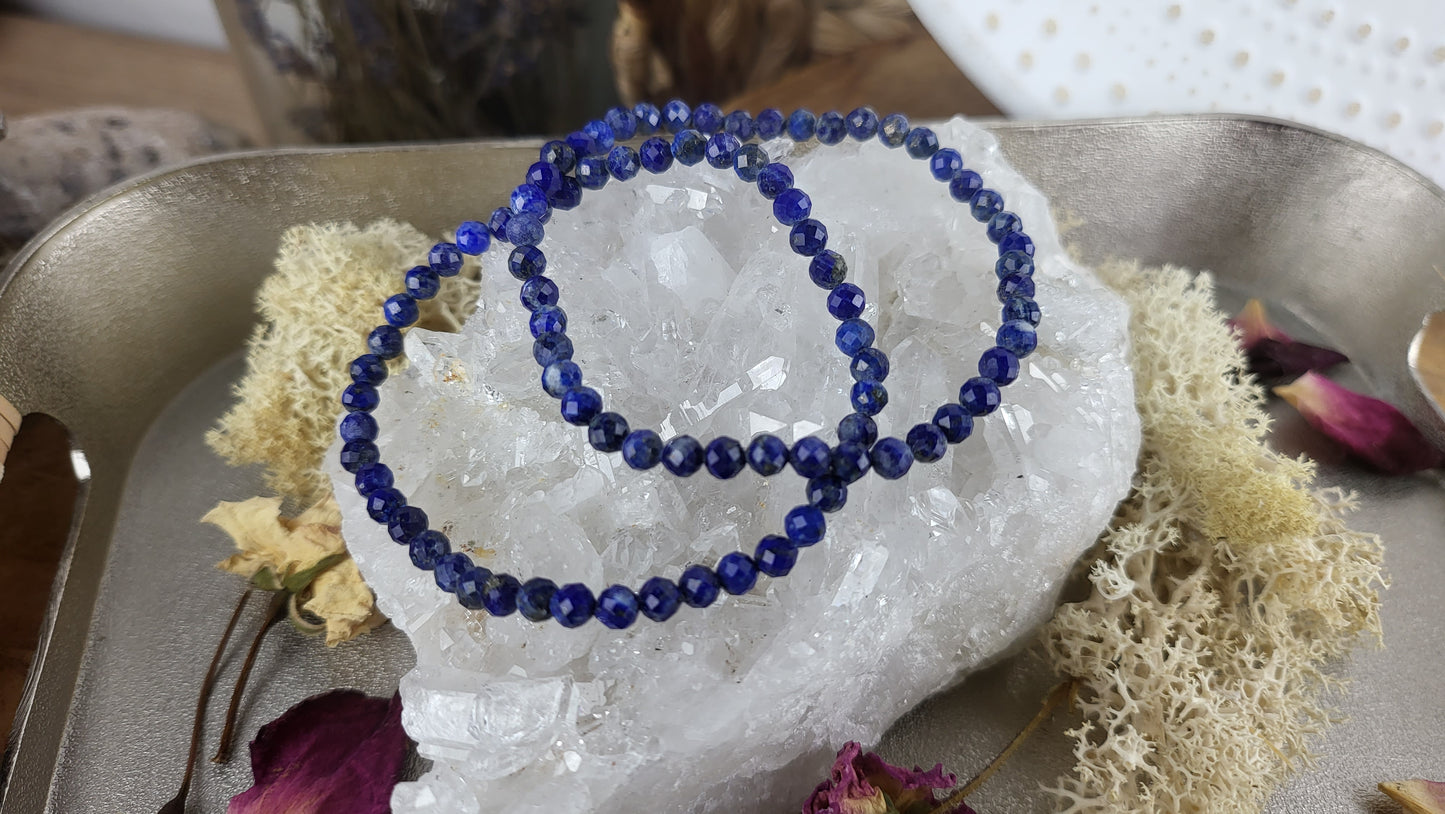 Lapislazuli Armband, facettiert mit 3-4mm Perlen