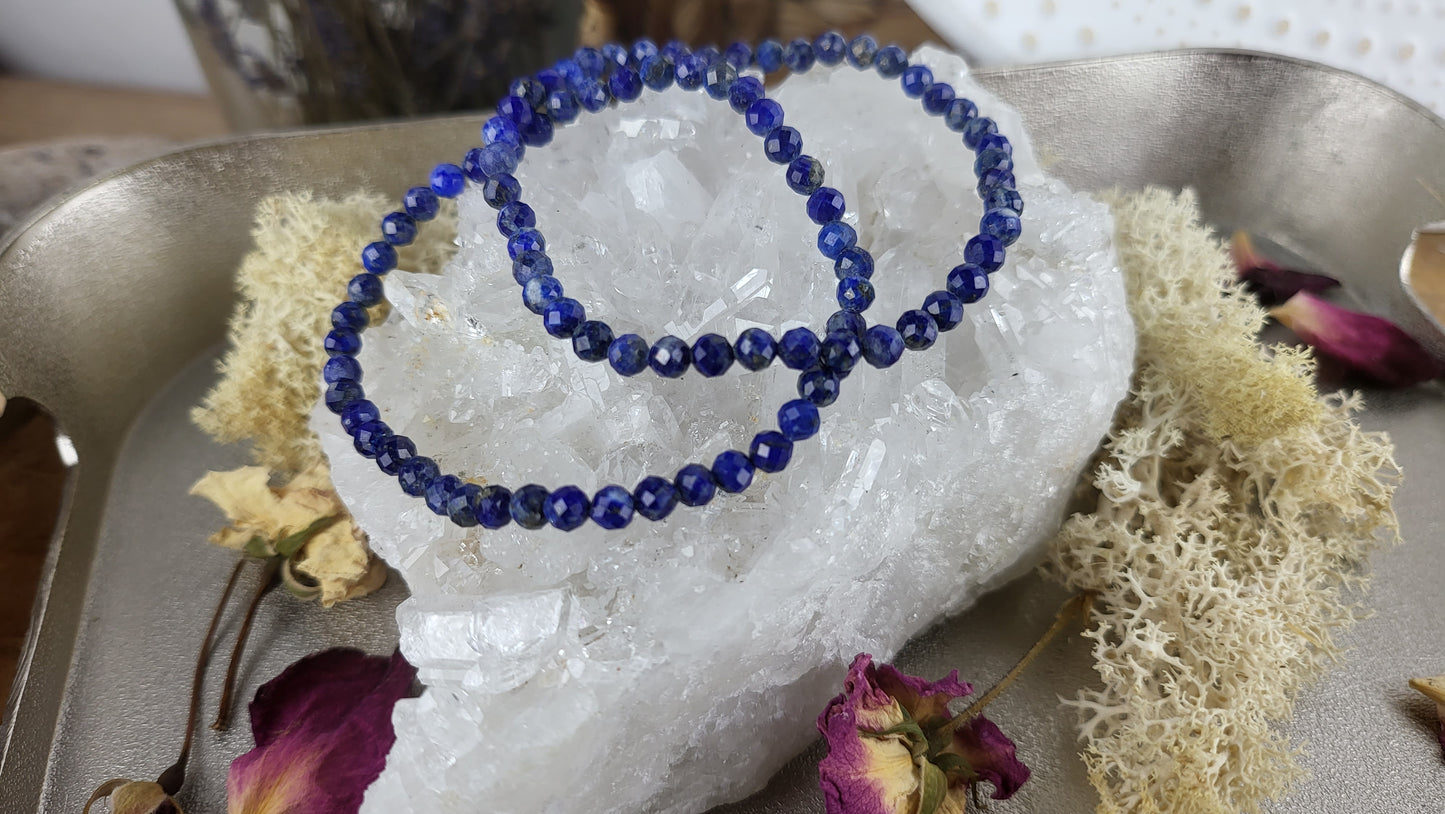 Lapislazuli Armband, facettiert mit 3-4mm Perlen