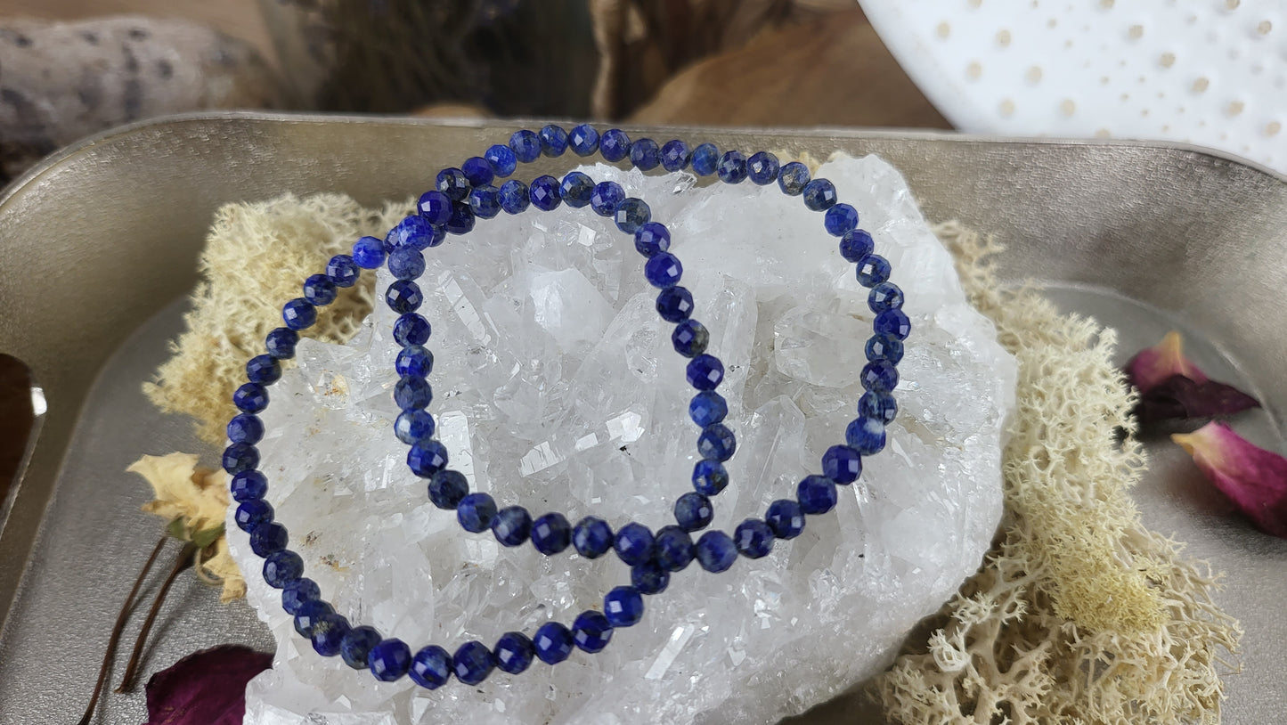 Lapislazuli Armband, facettiert mit 3-4mm Perlen