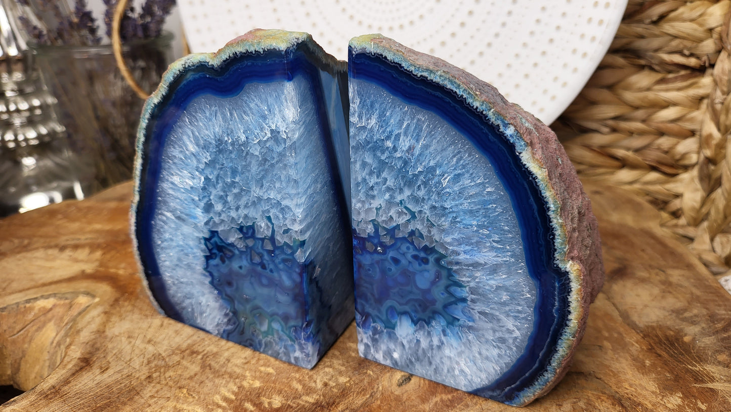 Achatgeoden Paar blau,  poliert,  ca. 1,96kg aus Brasilien