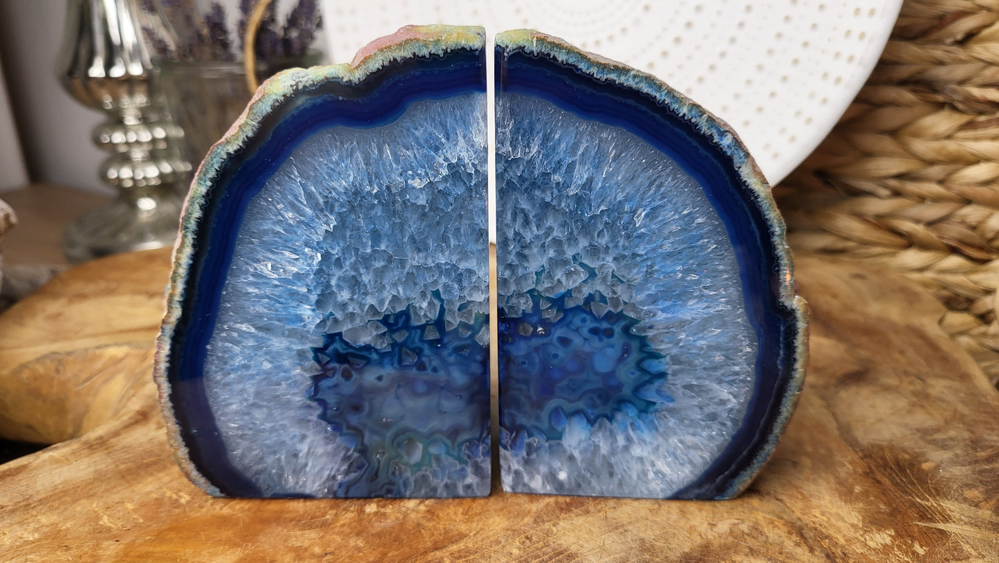 Achatgeoden Paar blau,  poliert,  ca. 1,96kg aus Brasilien