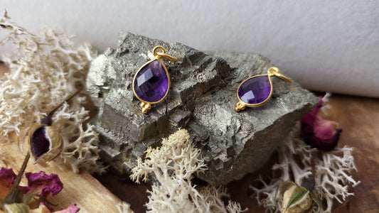 Kettenanhänger Amethyst, facettiert goldfarben