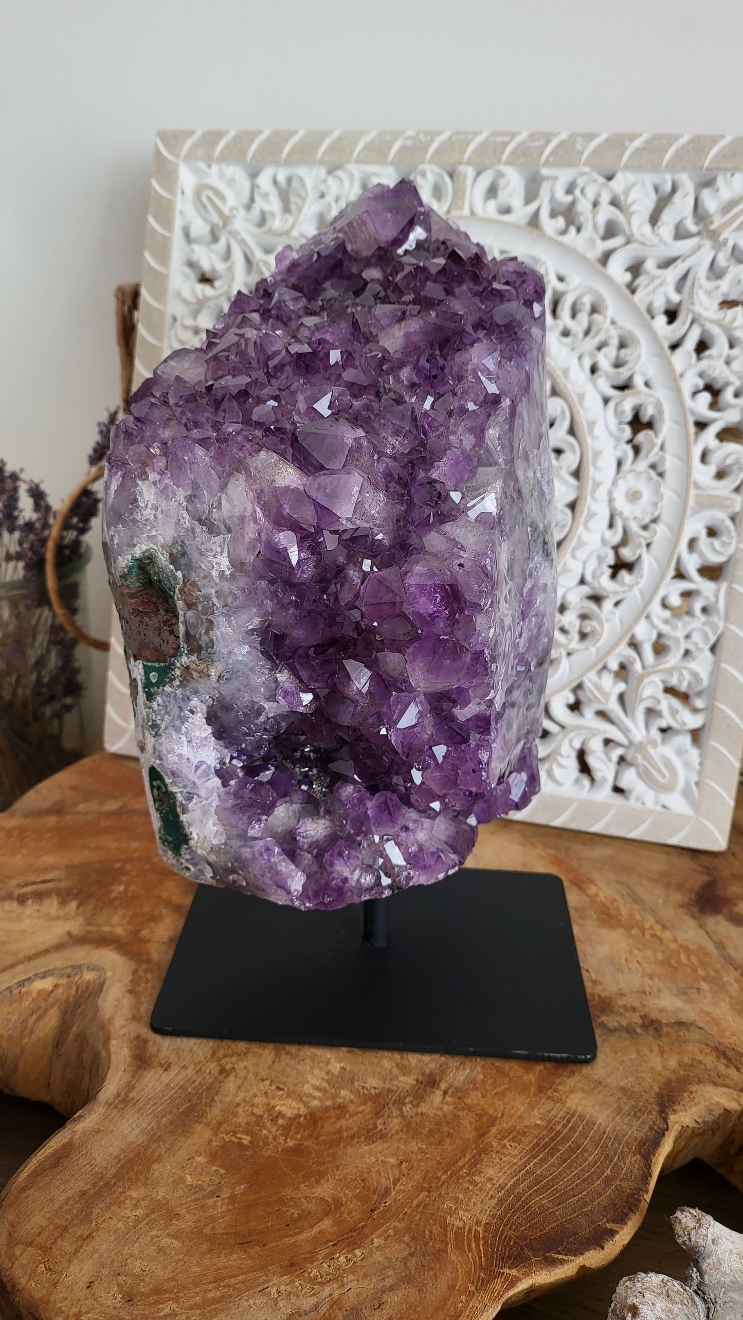 Wunderschöne Amethystdruse auf Ständer 4,97kg, polierter Saum, aus Brasilien